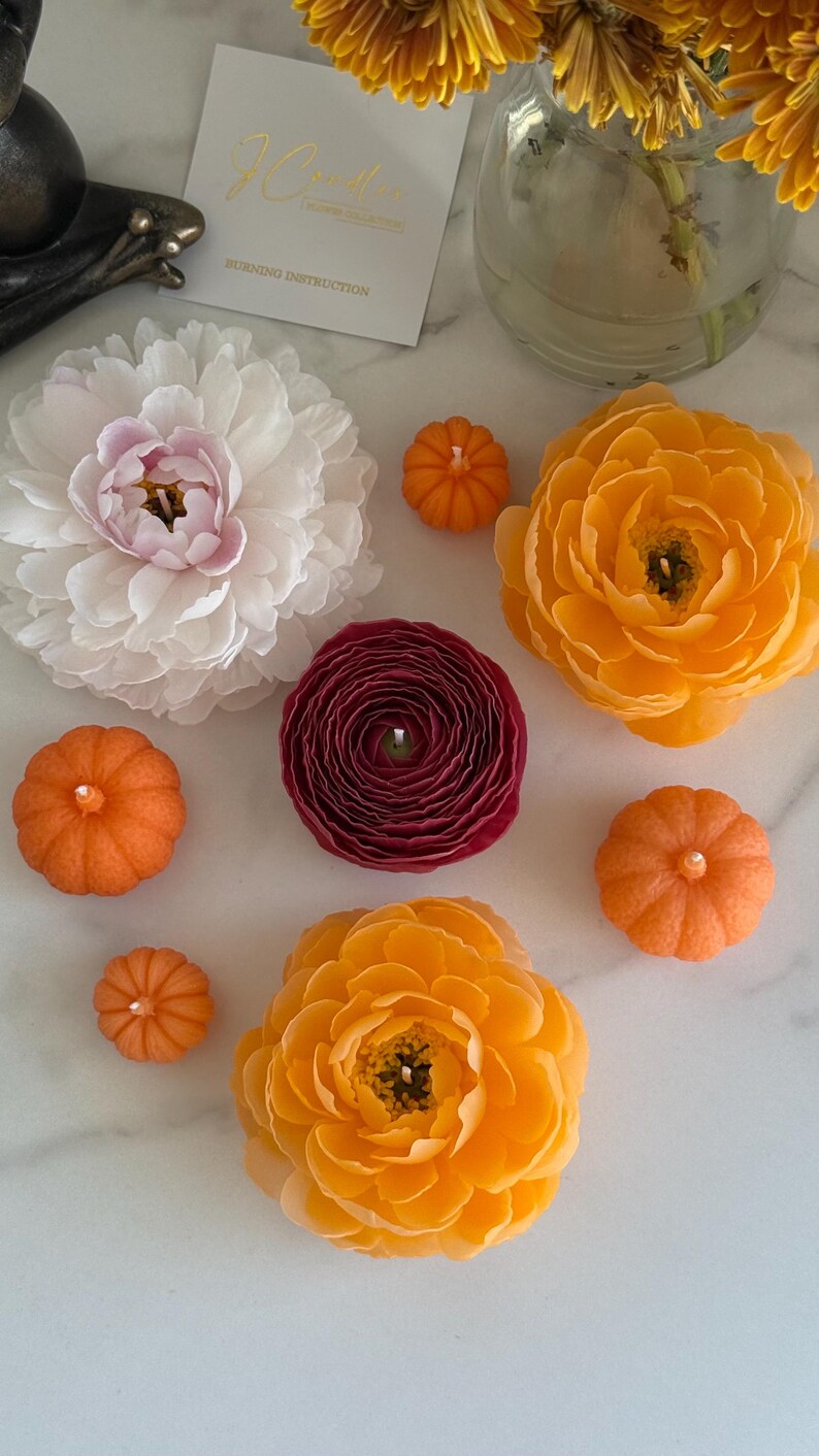 Candle Flower Peony | Handmade Autumn Fall Decor | Gift for Teachers