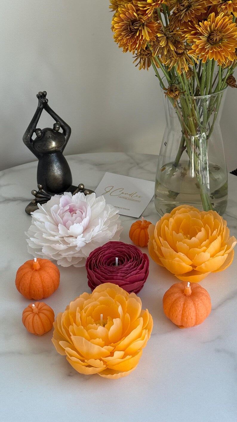 Candle Flower Peony | Handmade Autumn Fall Decor | Gift for Teachers