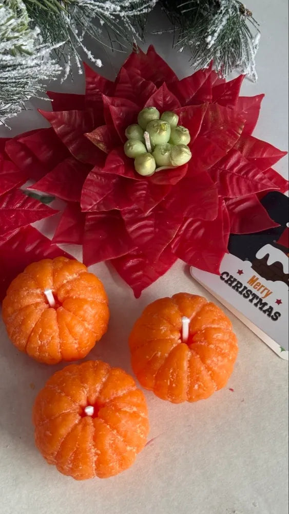 Christmas candles gift set | poinsettia + mandarins | holiday box